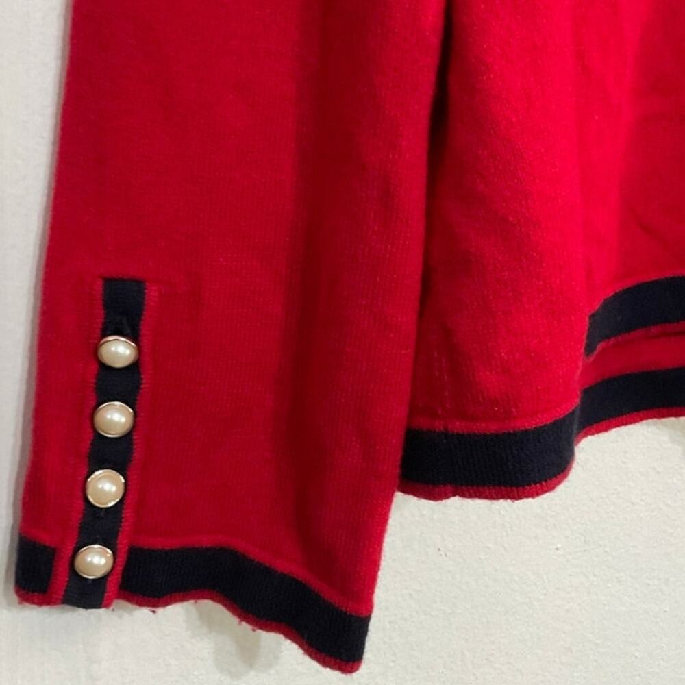 Talbots Tipping & Bow Charming Cardigan Red Cashmere Pearls Decorative Bow Large - Picture 4 of 8
